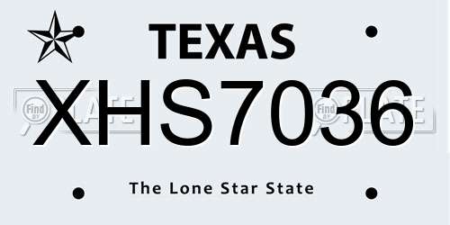 XHS7036 Texas License Plate