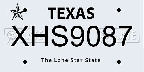 XHS9087 Texas License Plate
