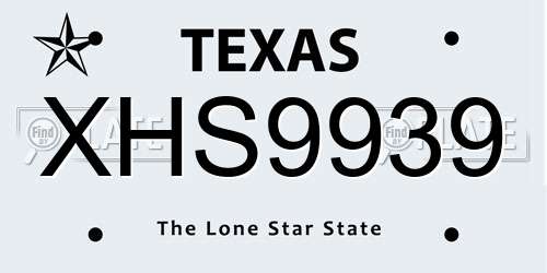 XHS9939 Texas License Plate