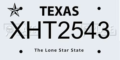 XHT2543 Texas License Plate