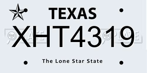 XHT4319 Texas License Plate