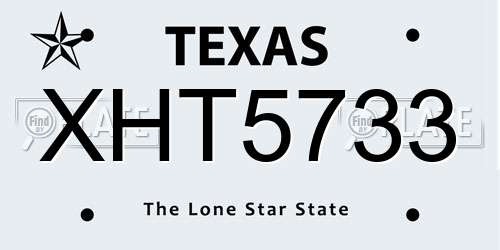 XHT5733 Texas License Plate