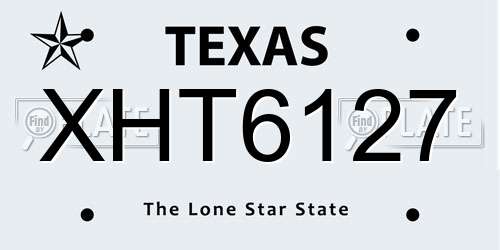 XHT6127 Texas License Plate
