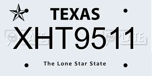 XHT9511 Texas License Plate