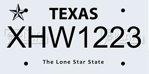 XHW1223 Texas License Plate