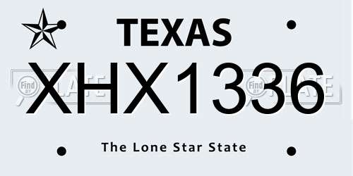XHX1336 Texas License Plate