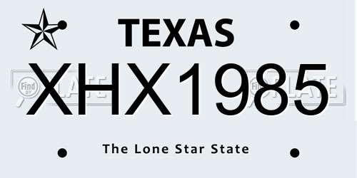 XHX1985 Texas License Plate