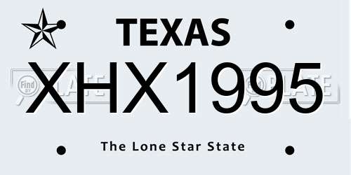 XHX1995 Texas License Plate