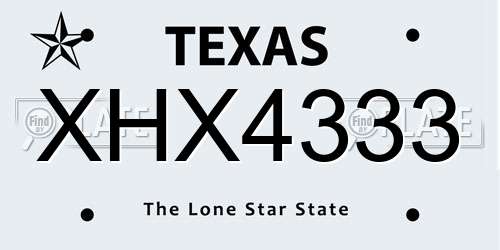 XHX4333 Texas License Plate