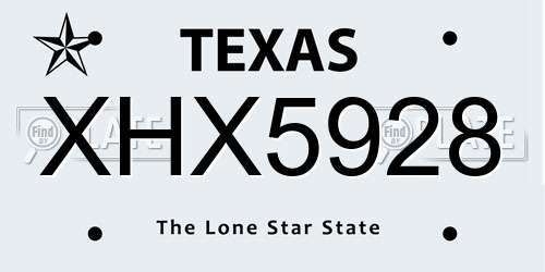 XHX5928 Texas License Plate