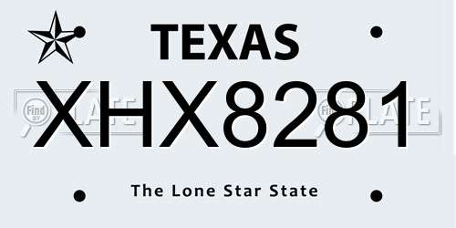 XHX8281 Texas License Plate