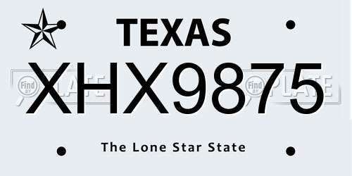 XHX9875 Texas License Plate