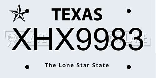 XHX9983 Texas License Plate