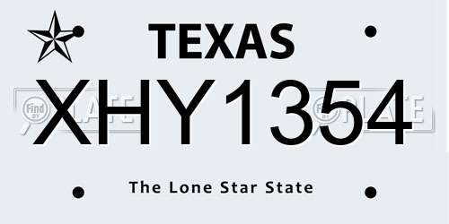 XHY1354 Texas License Plate
