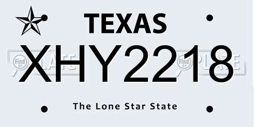 XHY2218 Texas License Plate
