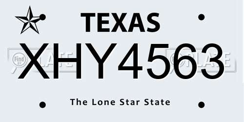 XHY4563 Texas License Plate