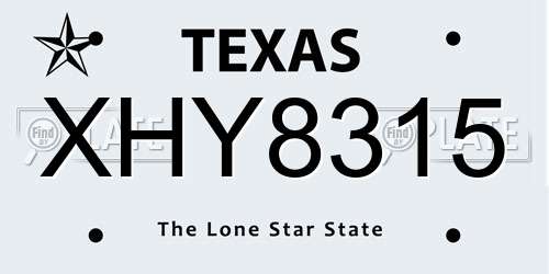 XHY8315 Texas License Plate