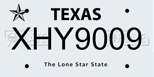 XHY9009 Texas License Plate