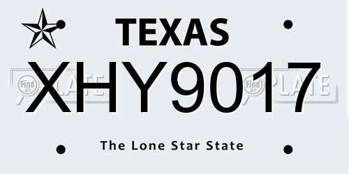 XHY9017 Texas License Plate
