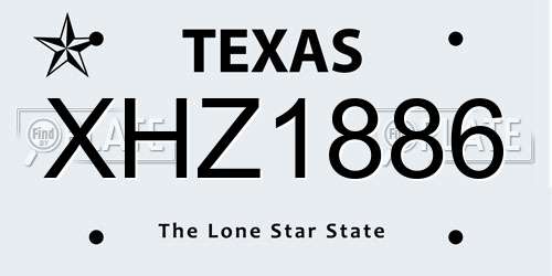XHZ1886 Texas License Plate