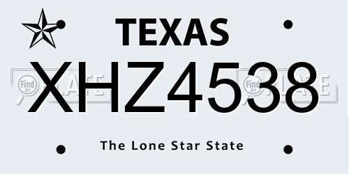 XHZ4538 Texas License Plate
