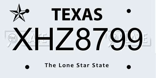 XHZ8799 Texas License Plate