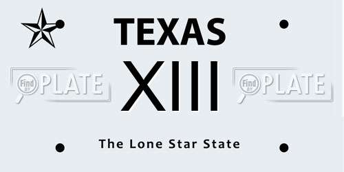 XIII Texas License Plate