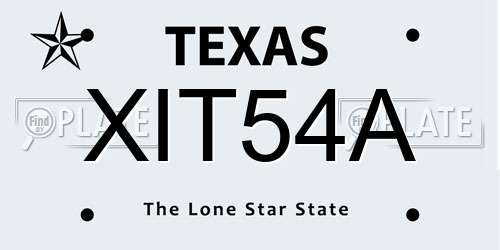 XIT54A Texas License Plate