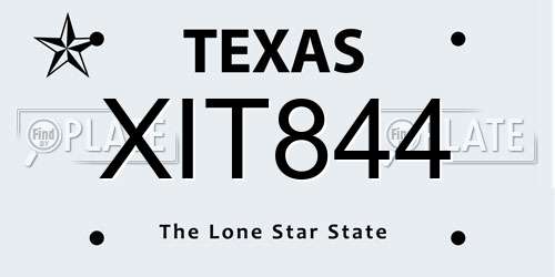 XIT844 Texas License Plate
