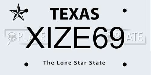 XIZE69 Texas License Plate