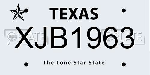 XJB1963 Texas License Plate