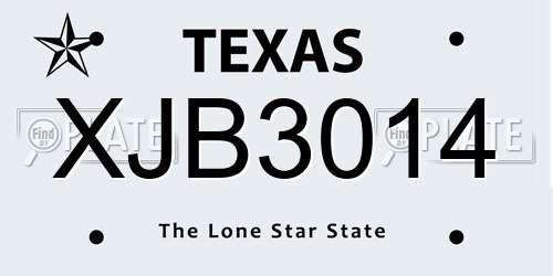 XJB3014 Texas License Plate