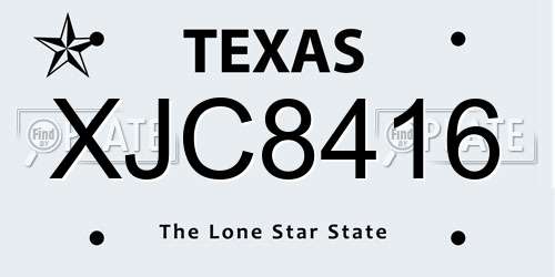 XJC8416 Texas License Plate