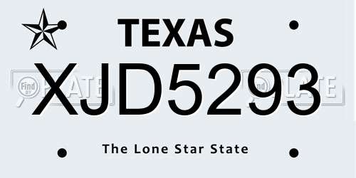 XJD5293 Texas License Plate