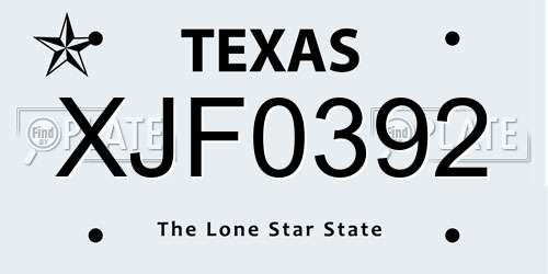 XJF0392 Texas License Plate