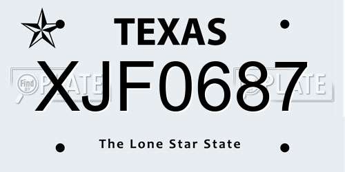 XJF0687 Texas License Plate