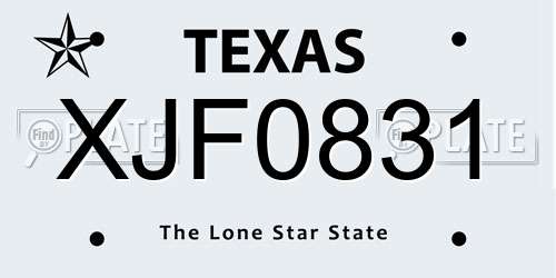 XJF0831 Texas License Plate