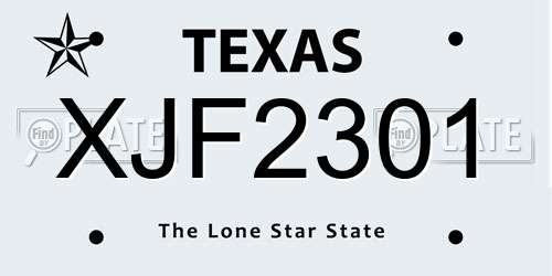 XJF2301 Texas License Plate