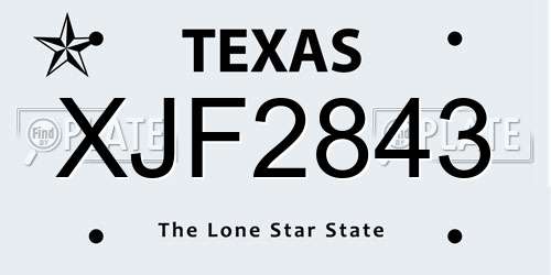 XJF2843 Texas License Plate
