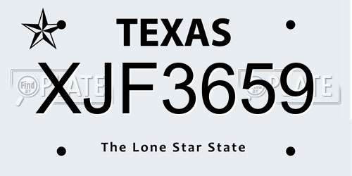 XJF3659 Texas License Plate