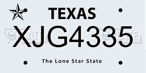 XJG4335 Texas License Plate