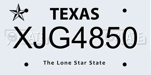 XJG4850 Texas License Plate