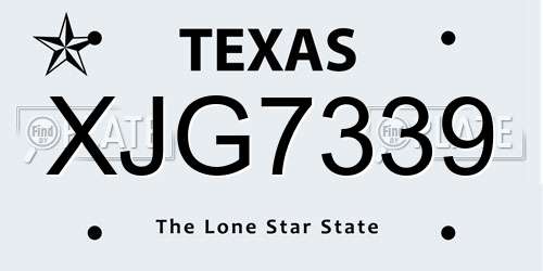 XJG7339 Texas License Plate