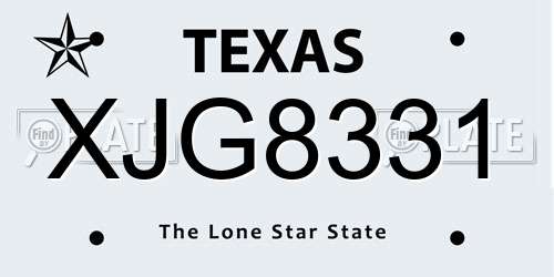 XJG8331 Texas License Plate