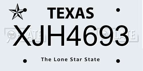 XJH4693 Texas License Plate