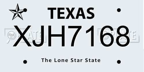 XJH7168 Texas License Plate