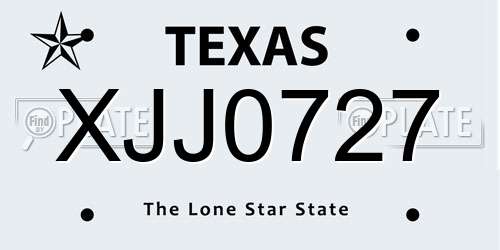 XJJ0727 Texas License Plate