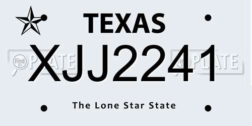 XJJ2241 Texas License Plate