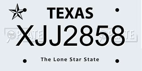 XJJ2858 Texas License Plate