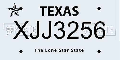 XJJ3256 Texas License Plate
